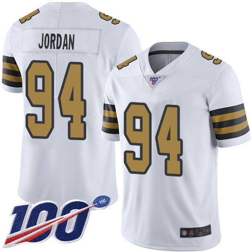 Men New Orleans Saints Limited White Cameron Jordan Jersey NFL Football #94 100th Season Rush Vapor Untouchable Jersey->new orleans saints->NFL Jersey
